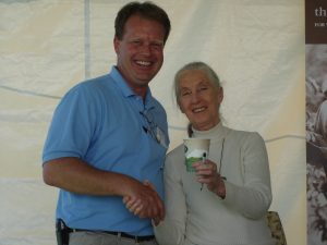 Dr-Jane-Goodall-making-an-agreement-with-Brian-Hall